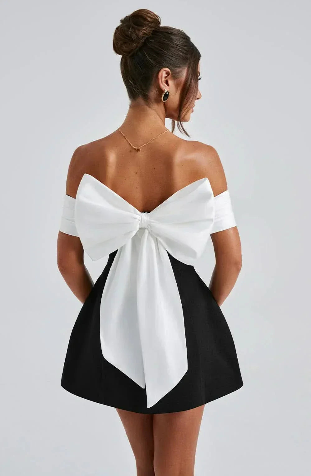 Women's Cocktail Off Shoulder Bow Mini Dress