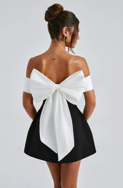 Women's Cocktail Off Shoulder Bow Mini Dress