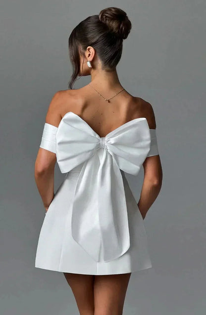 Women's Cocktail Off Shoulder Bow Mini Dress