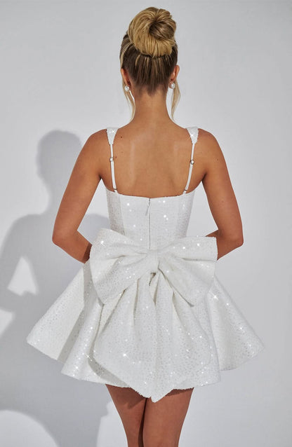 Women's Wedding Guest Sequin Square Neck Mini Dress
