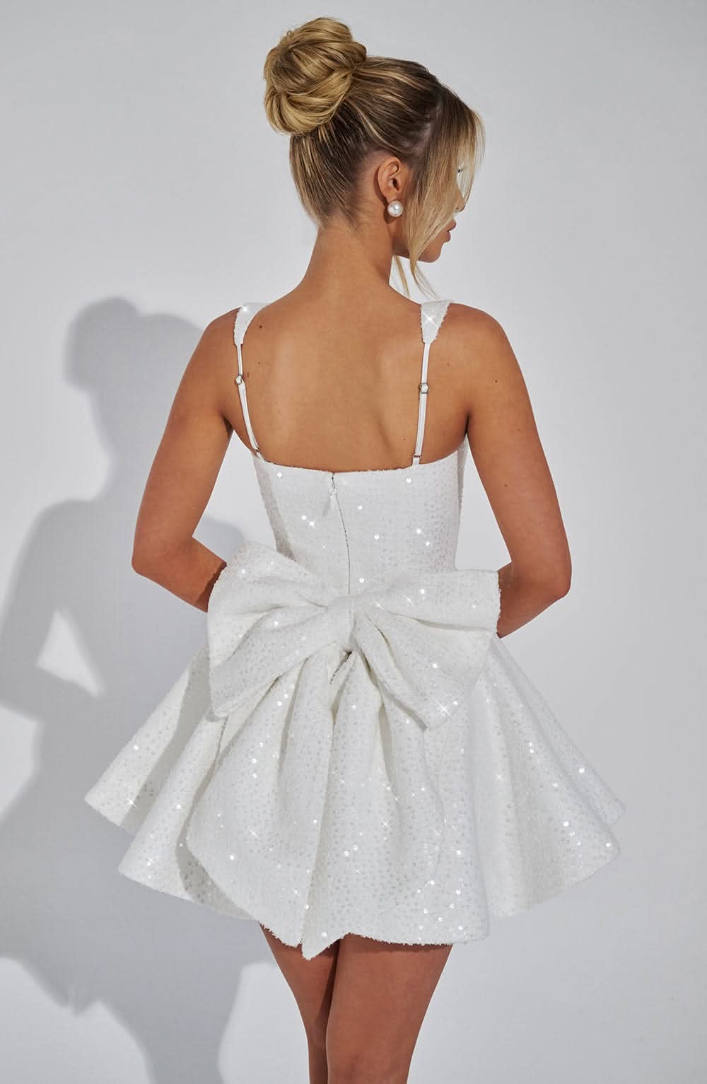 Women's Wedding Guest Sequin Square Neck Mini Dress