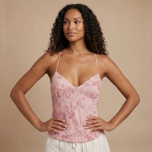Women's Cocktail Sequin V Neck Cami Top