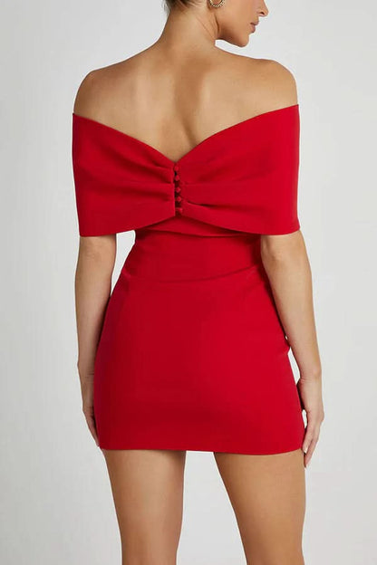 Women's Cocktail Off Shoulder Bow Mini Dress