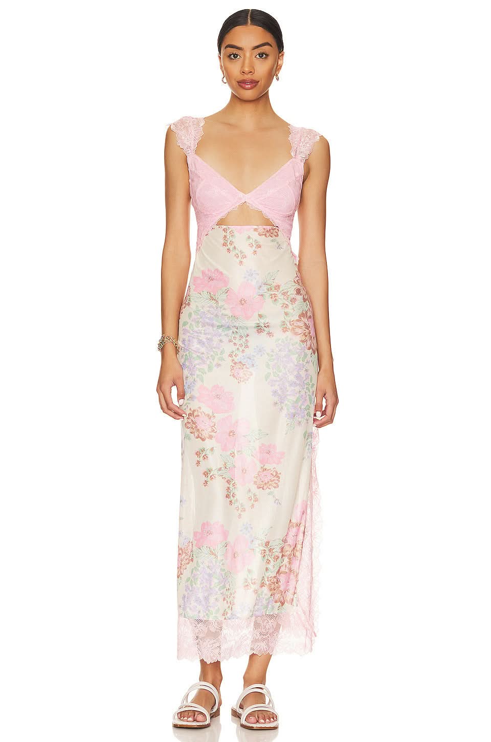 Women's Wedding Guest Floral V Neck Maxi Slip Dress