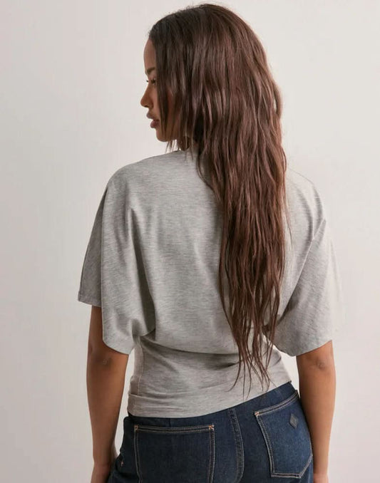 Women's Casual Wide Sleeve Cropped Crew Neck Tee