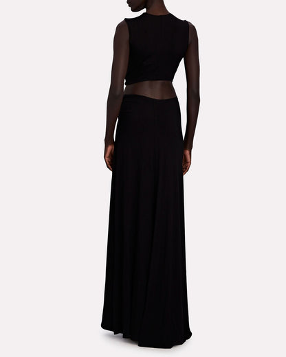 Women's Wedding Guest Cutout V Neck Slit Maxi Dress