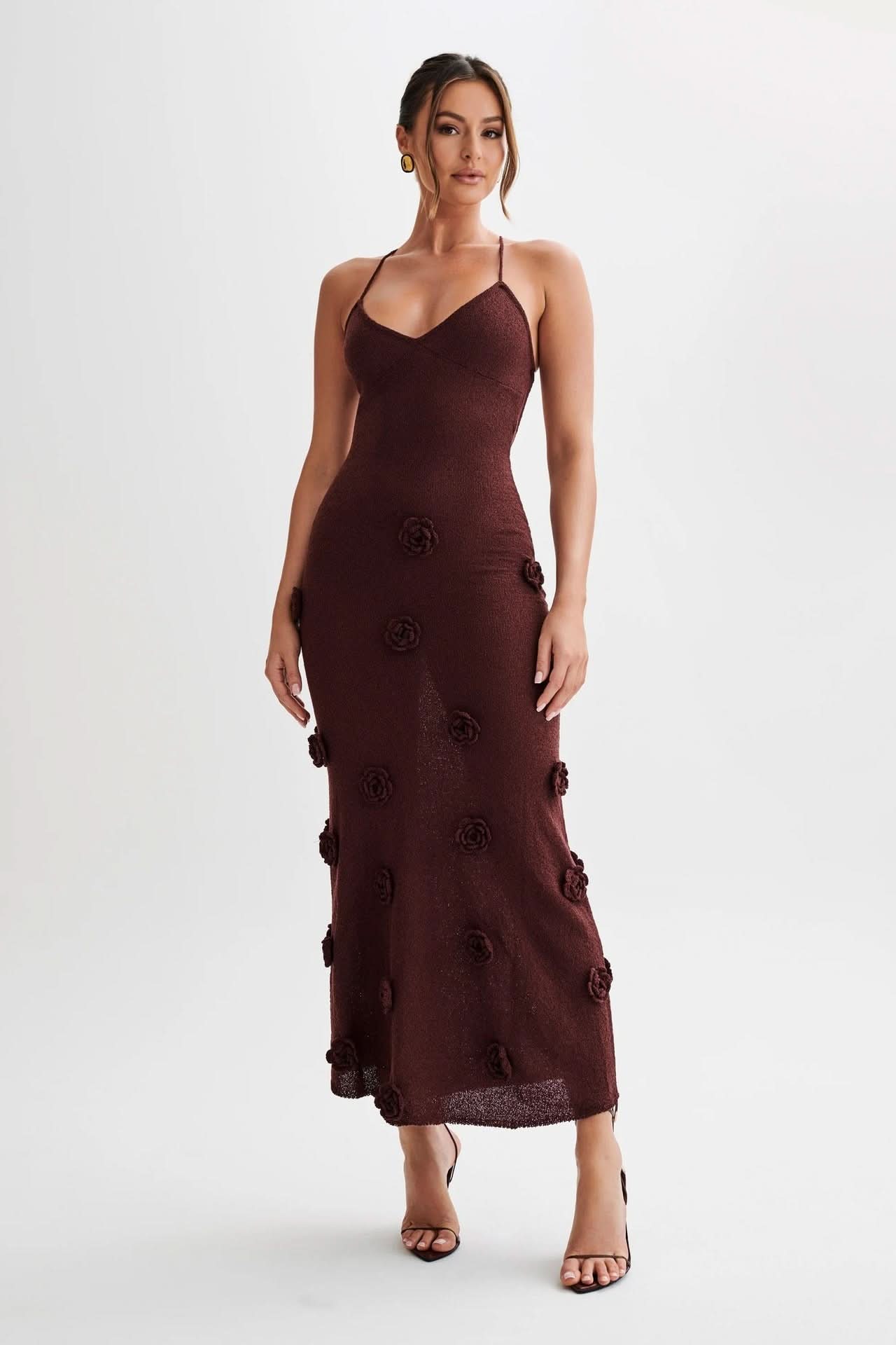 Women's Wedding Guest Floral V Neck Maxi Dress