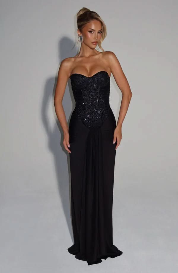 Women's Prom Strapless Sweetheart Maxi Dress