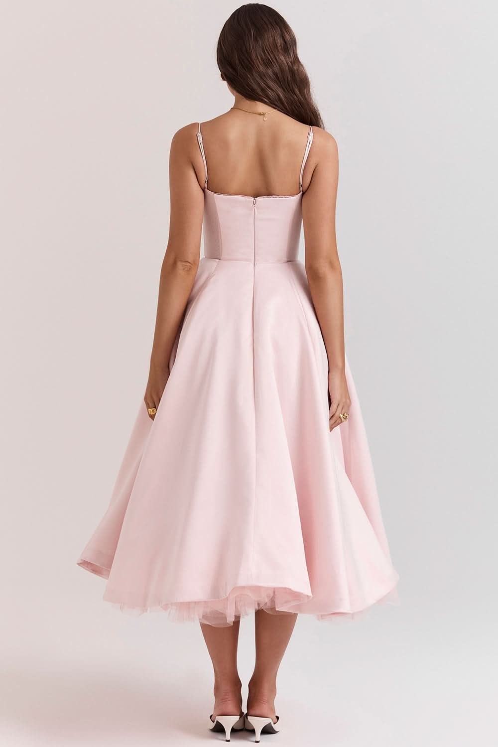 Women's Wedding Guest Sweetheart Midi Fit and Flare Dress