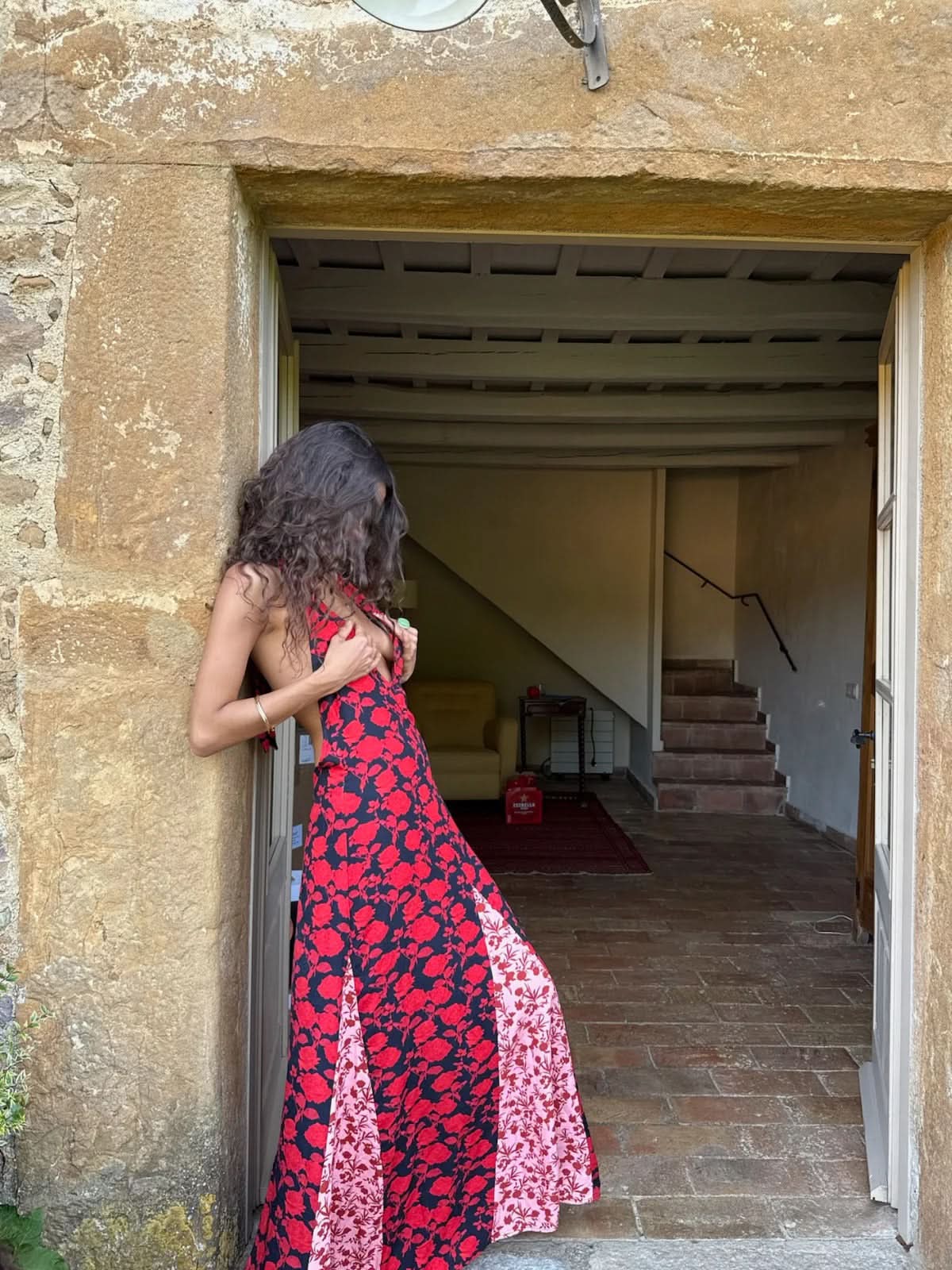 Women's Wedding Guest Floral Halter Maxi Backless Dress