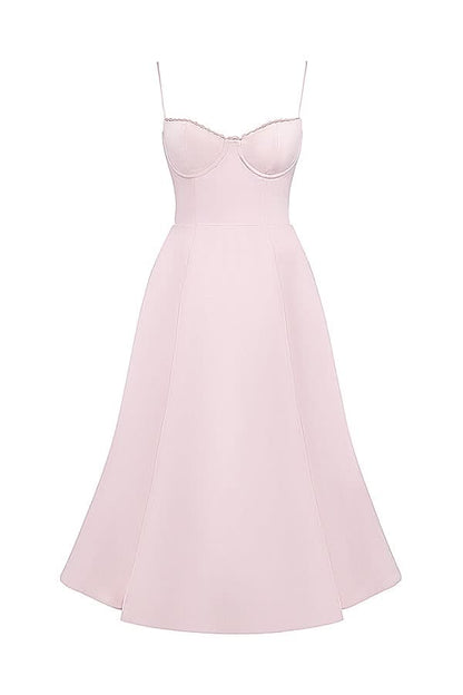 Women's Wedding Guest Sweetheart Midi Fit and Flare Dress