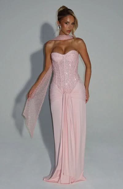 Women's Prom Strapless Sweetheart Maxi Dress