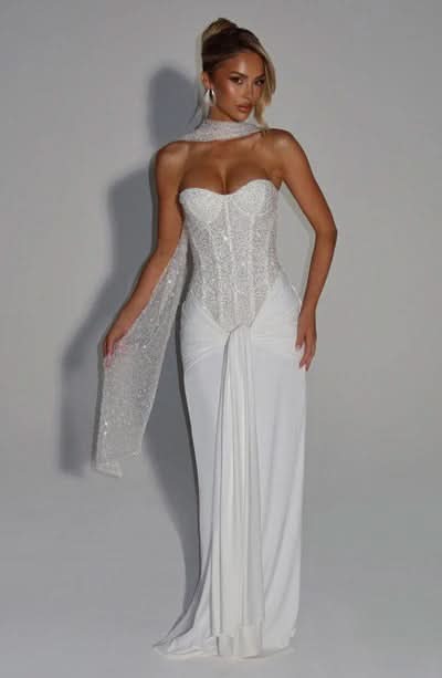Women's Prom Strapless Sweetheart Maxi Dress