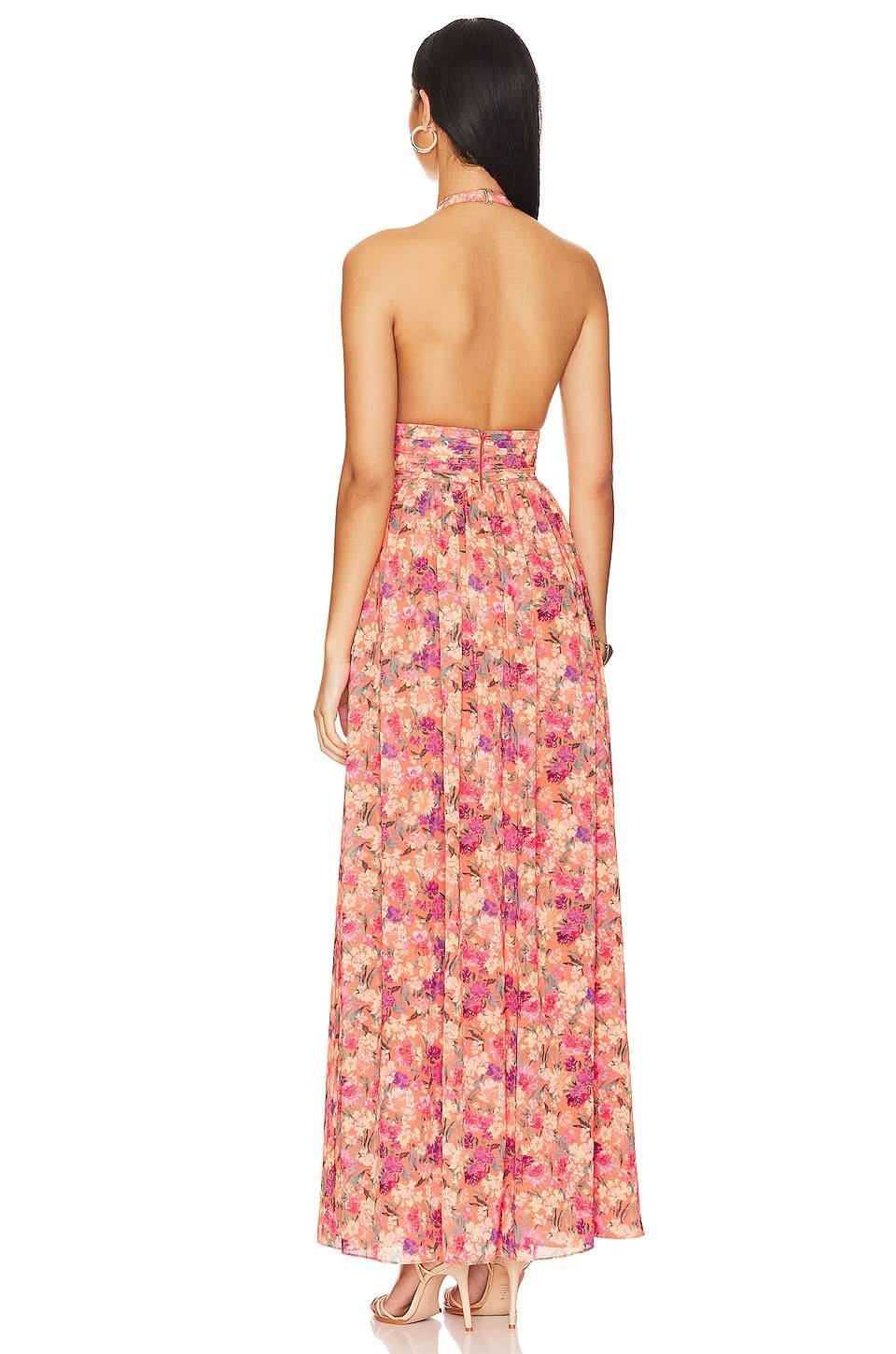 Women's Wedding Guest Halter Cut Out Maxi Dress