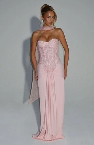 Women's Prom Strapless Sweetheart Maxi Dress