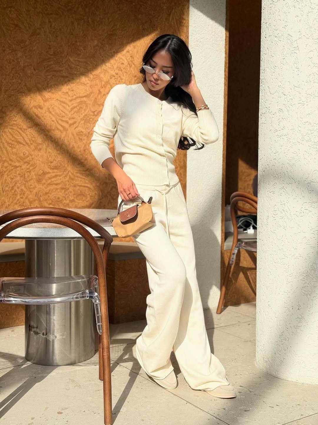 Women's Ribbed Knit Lounge Set Long Sleeve Top and Pants