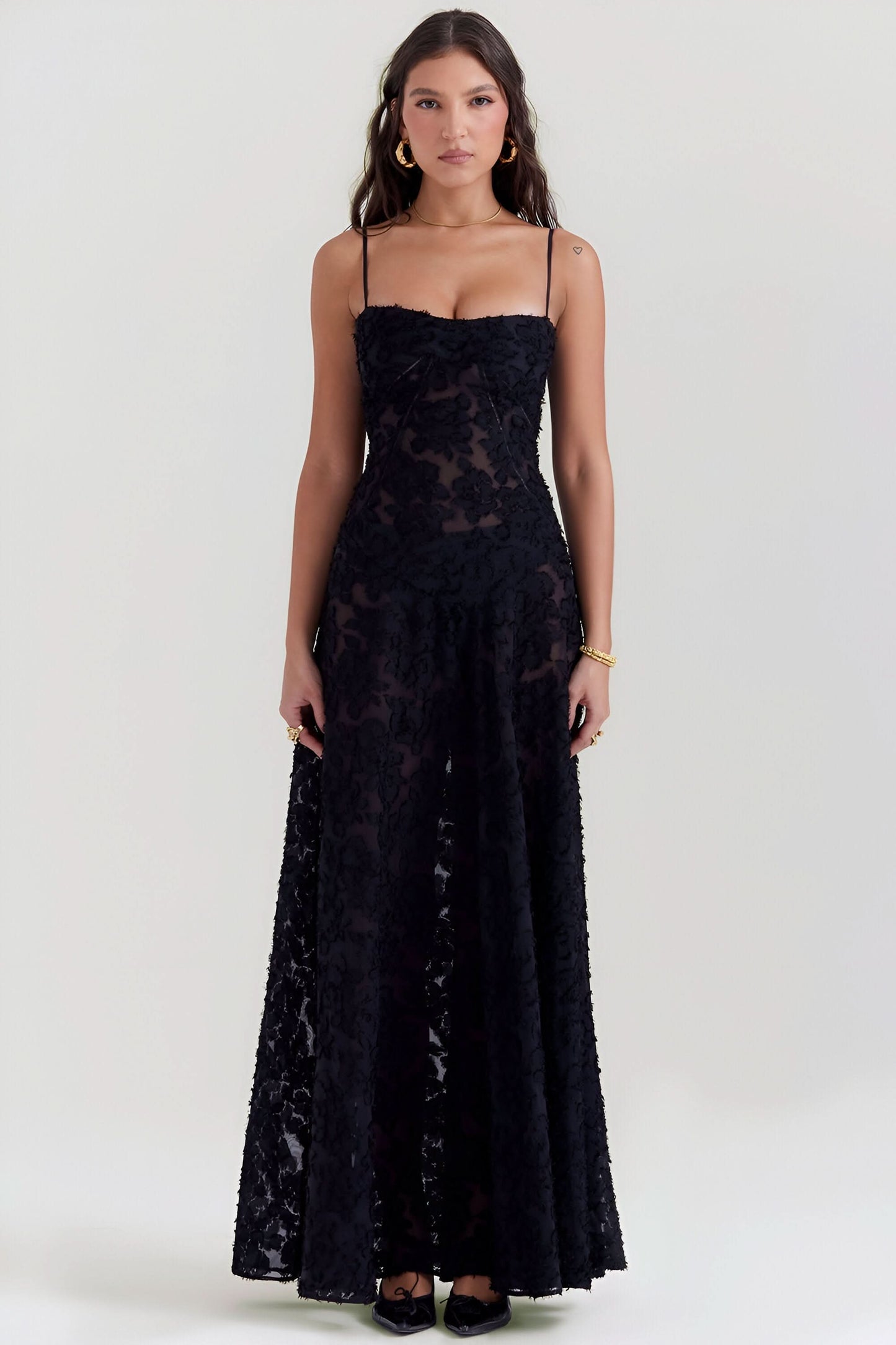 Women's Wedding Guest Floral Lace Maxi Dress