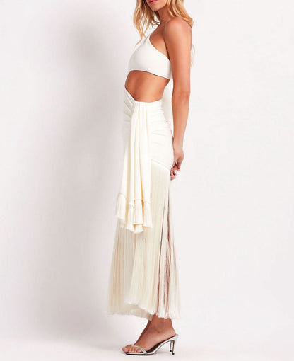 Women's Cocktail One Shoulder Fringe Maxi Dress