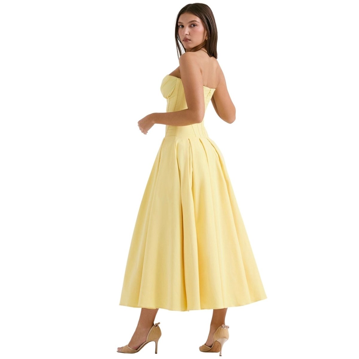 Women's Wedding Guest Strapless Sweetheart Midi Dress
