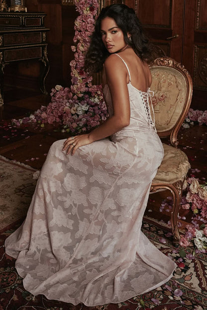 Women's Wedding Guest Floral Lace Maxi Dress