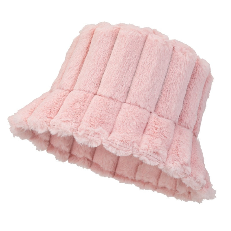 Kapelusz Bucket z Sztucznego Futra