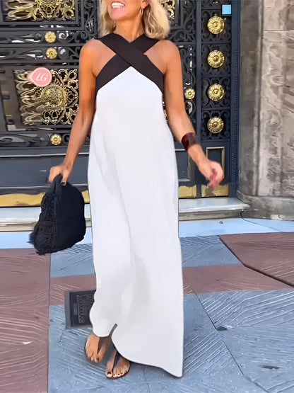 Women's Summer Cross Halter Sleeveless Maxi Dress
