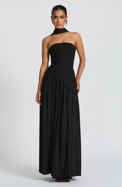 Women's Wedding Guest Strapless Maxi Dress with Slit