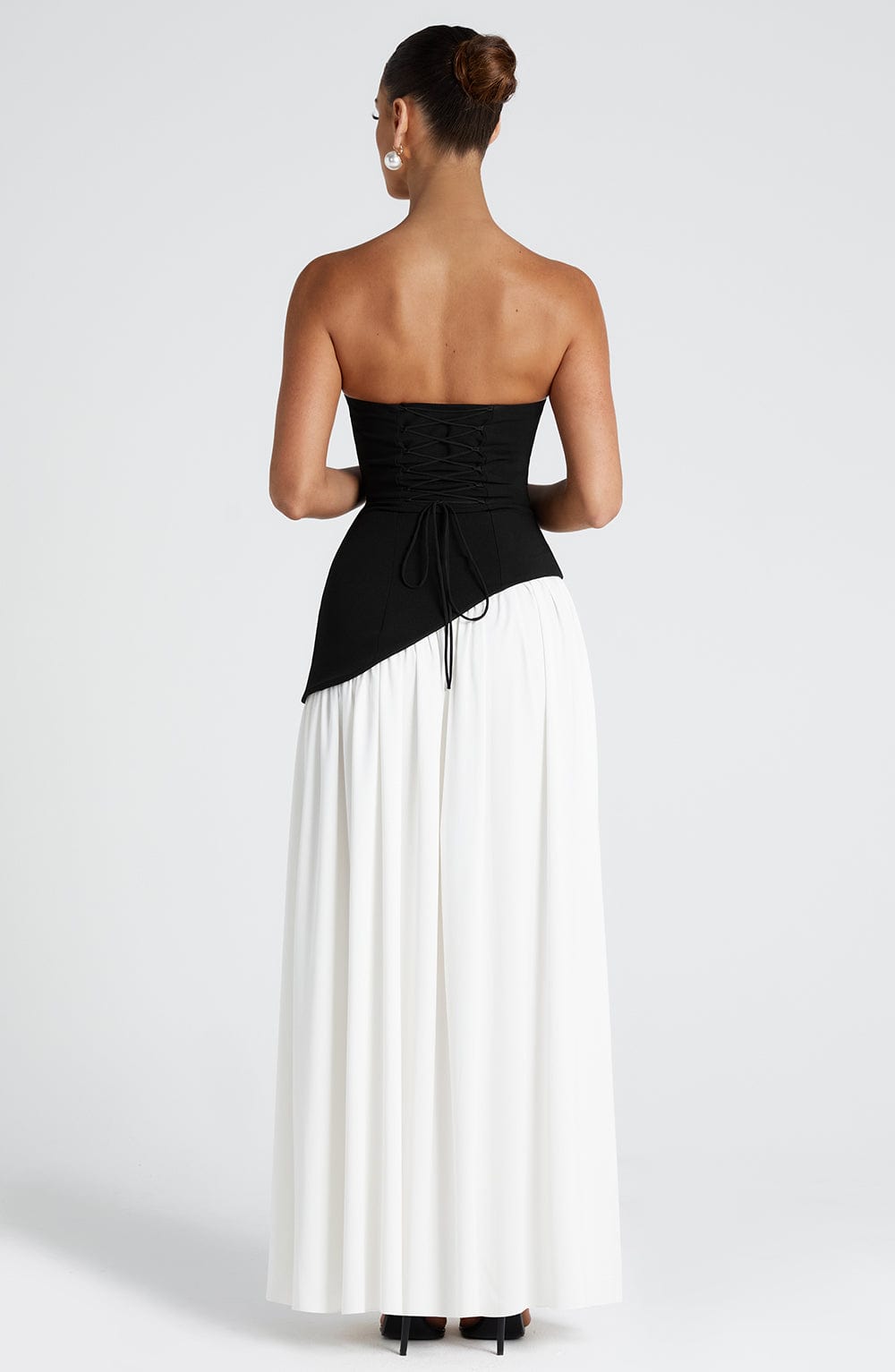 Women's Wedding Guest Strapless Maxi Dress with Slit