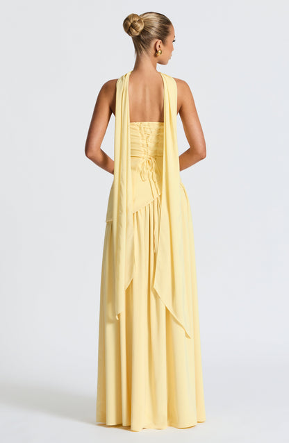 Women's Wedding Guest Strapless Maxi Dress with Slit