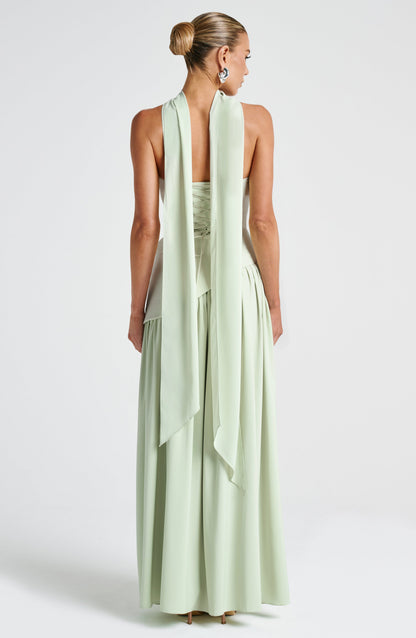 Women's Wedding Guest Strapless Maxi Dress with Slit
