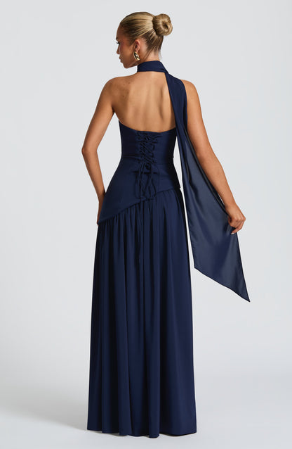 Women's Wedding Guest Strapless Maxi Dress with Slit