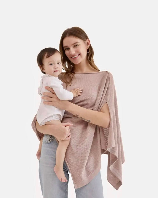 Women's Lightweight Knit Nursing Cover Poncho with Window