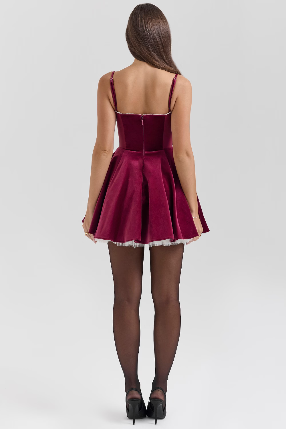 Women's Cocktail Sweetheart Velvet Mini Skater Dress