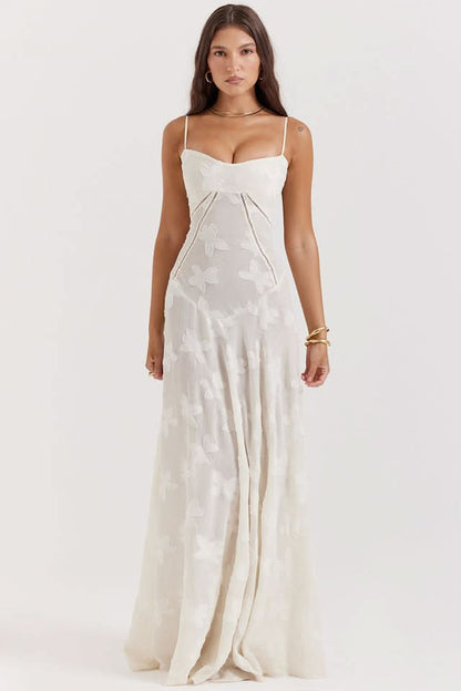 Women's Wedding Guest Floral Lace Maxi Dress