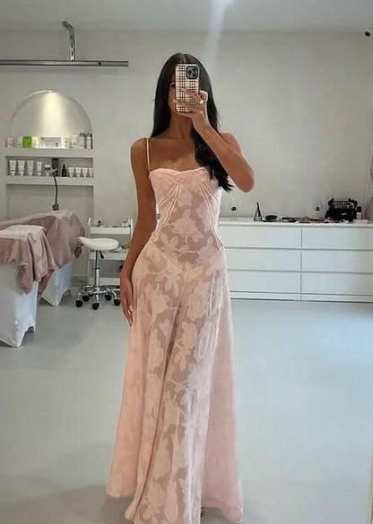 Women's Wedding Guest Floral Lace Maxi Dress