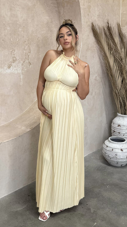 Women's Wedding Guest Halter Maxi Dress With Open Back